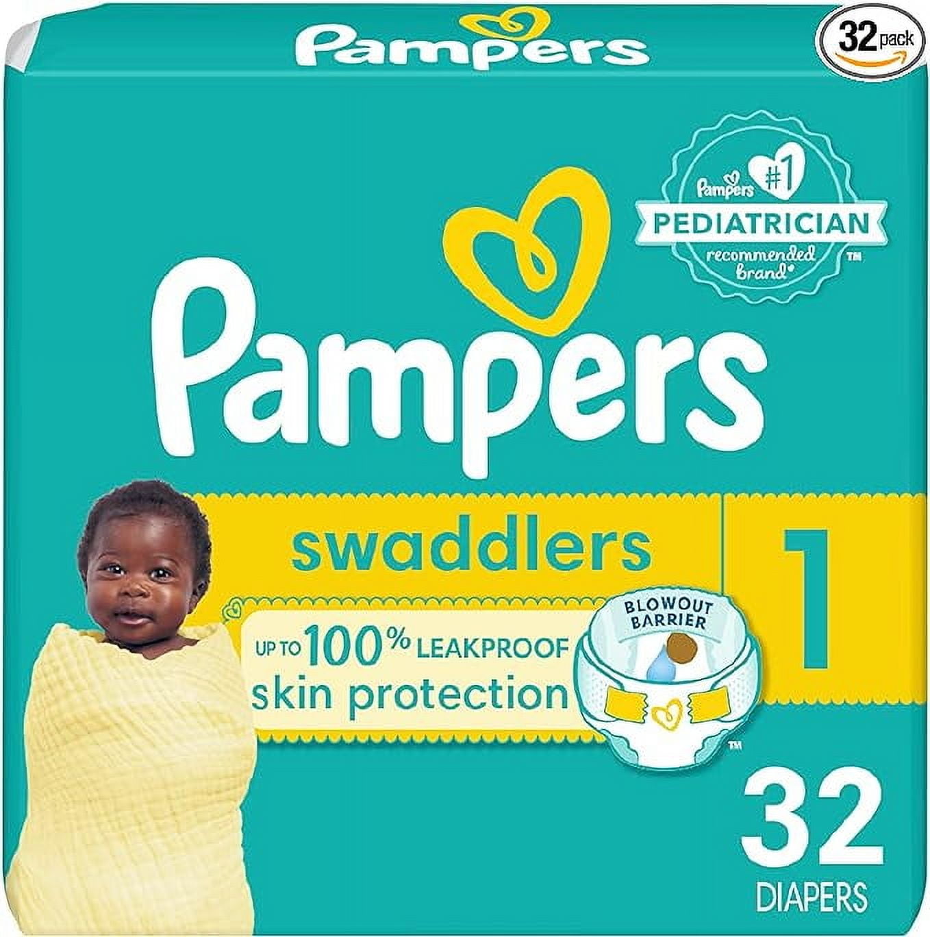 Pampers Swaddlers Active Baby Diapers Size 1, 32 Ea..