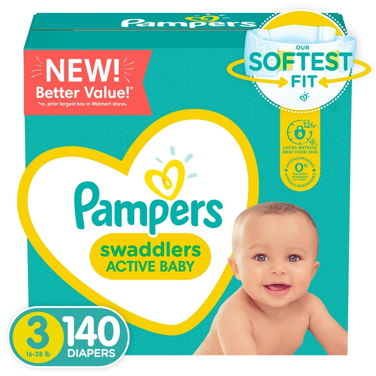 Pampers Swaddlers Active Baby Diapers, Size 3, 140 Count 