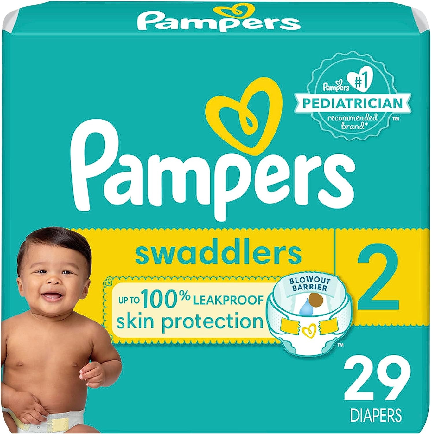 Pampers Swaddlers Baby Diaper, Size 2, 29 Ea..