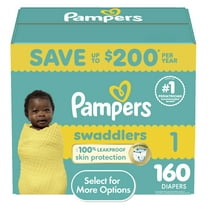 Pampers Swaddlers Size 1 Diapers, 198 Count with Blowout Barrier and