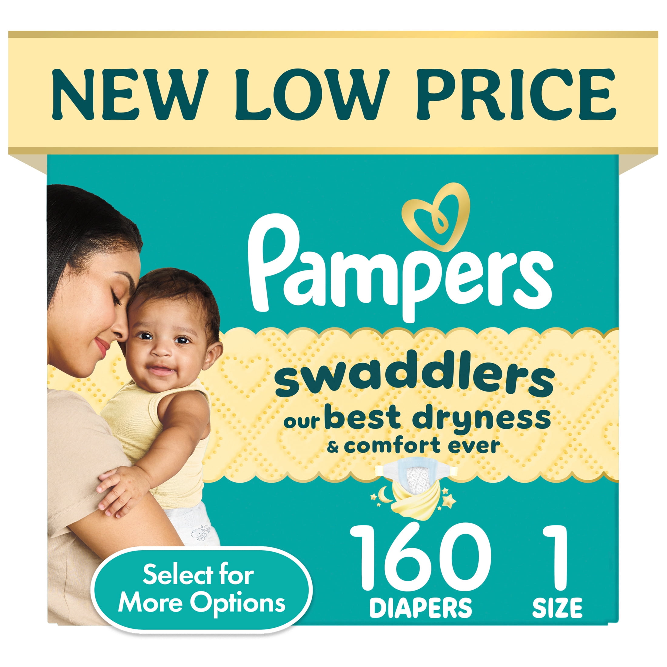 Pampers Swaddlers Baby Diapers Size 1, 160 Count (Select for More