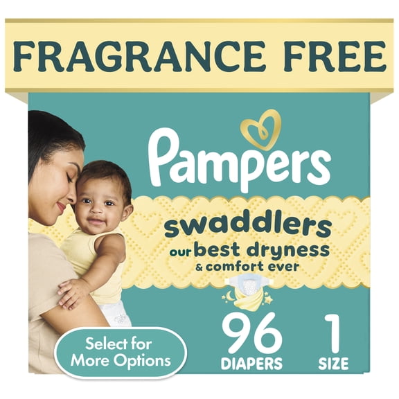 Pampers Swaddlers Fragrance Free Baby Diapers Size 1, 96 Count (Select for More Options)