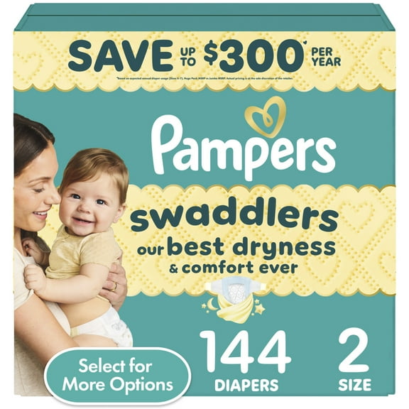 Pampers Swaddlers Diapers, Size 2, 144 Count (Select for More Options)