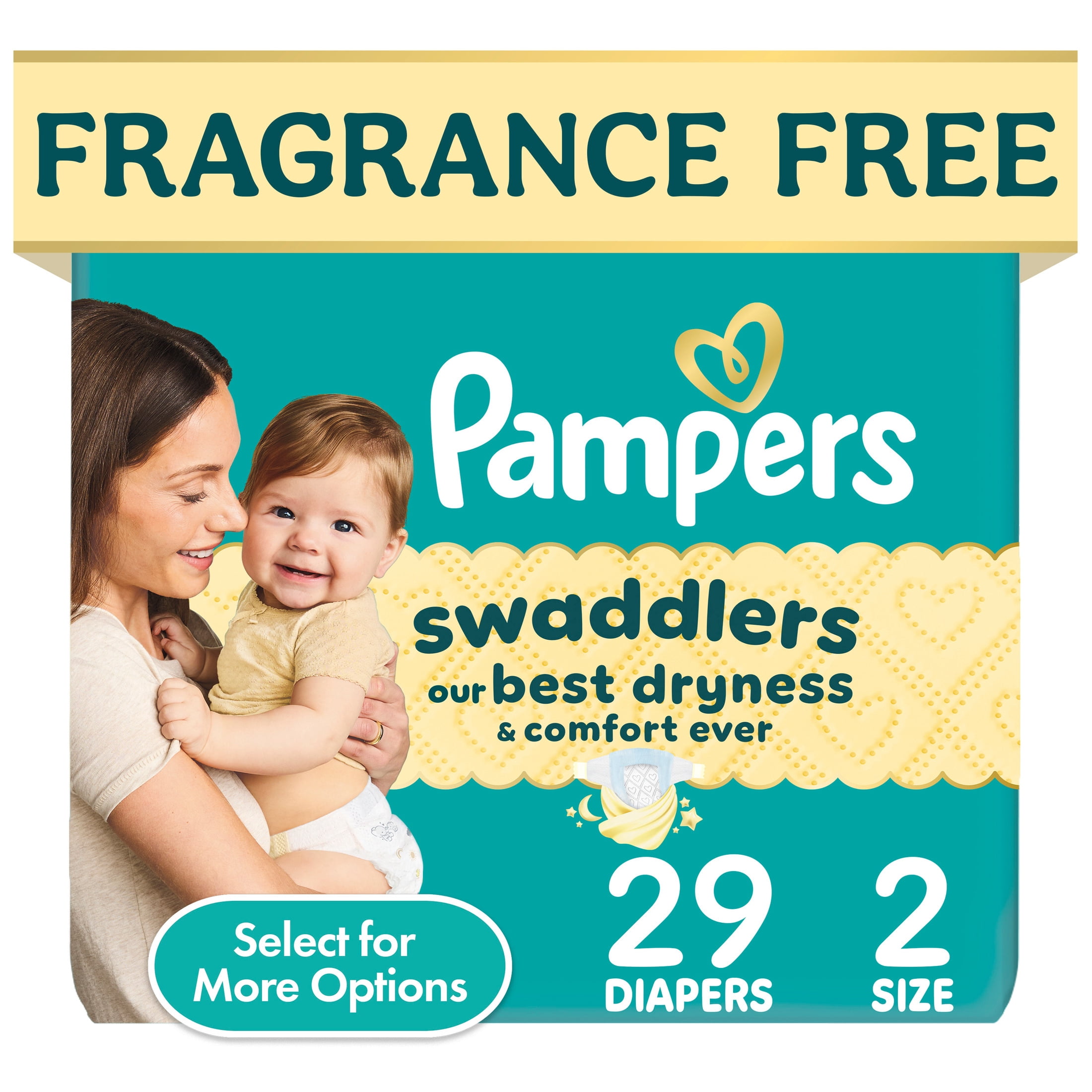 Pampers Swaddlers Fragrance Free Baby Diapers, Size 2, 29 Count (Select for More Options)