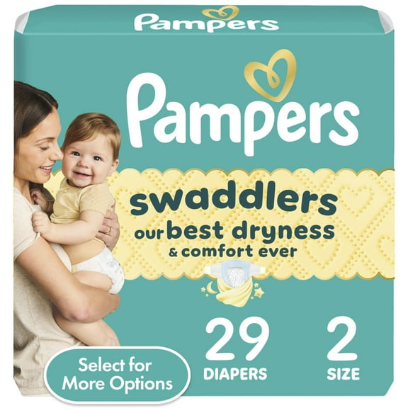 Pampers Swaddlers Diapers, Size 2 (10-22 lbs), 29 Count, Absorbent, Keeps Baby Dry and Comfortable, Skin Safe Disposable Baby Diaper