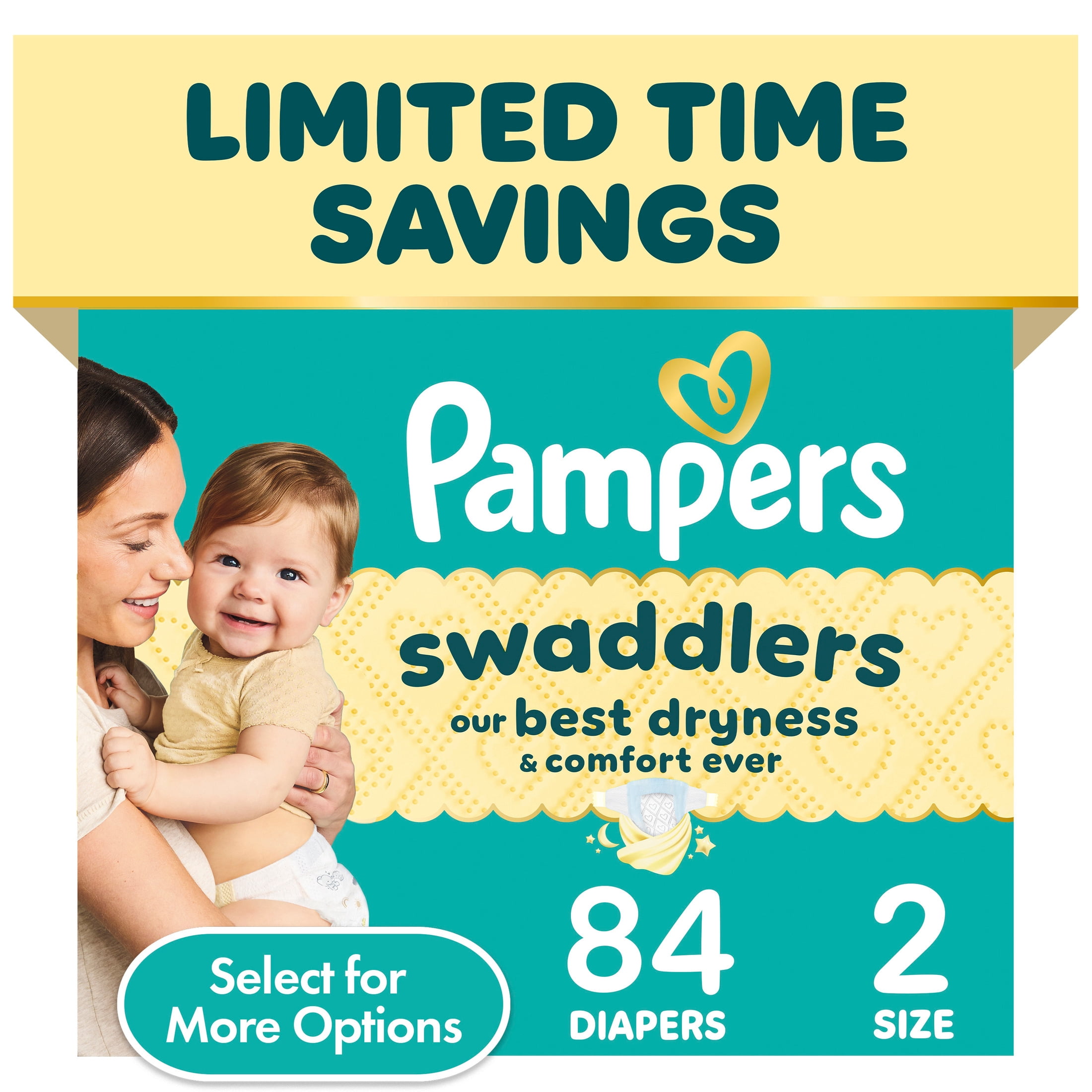 Pampers Swaddlers Diapers, Size 2, 84 Count (Select for More Options)