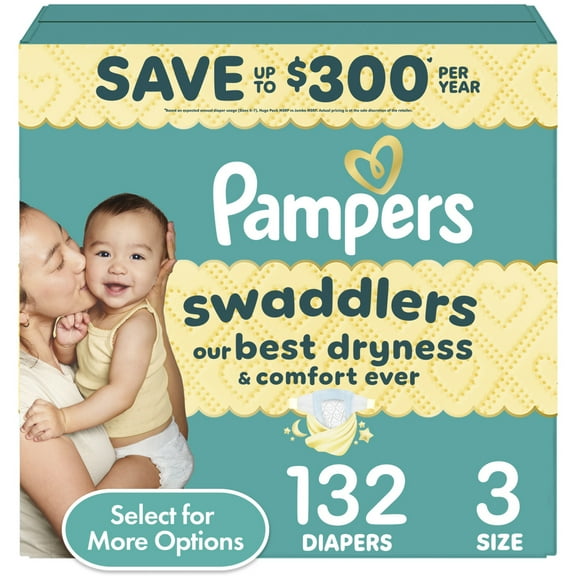 Pampers Swaddlers Diapers, Size 3, 132 Count (Select for More Options)