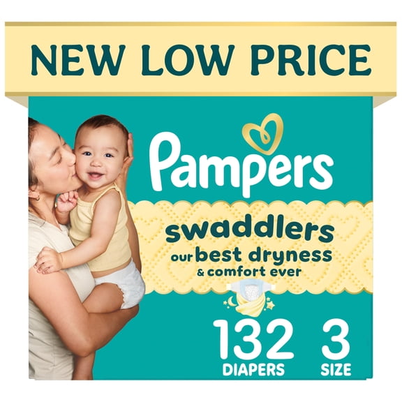 Pampers Swaddlers Diapers, Size 3, 132 Count