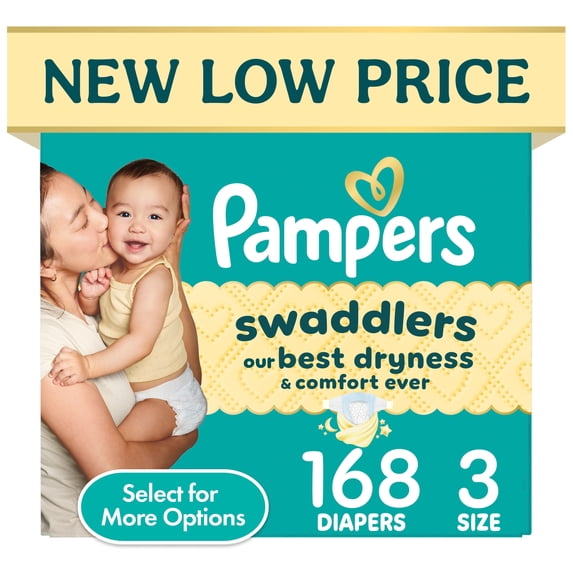 Pampers Swaddlers Diapers, Size 3, 168 Count
