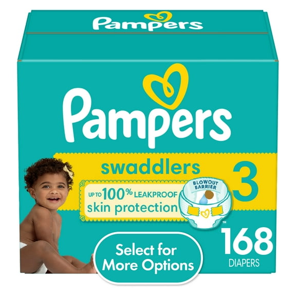 Pampers Swaddlers Baby Diapers Size 3, 168 Count (Select for More Options)