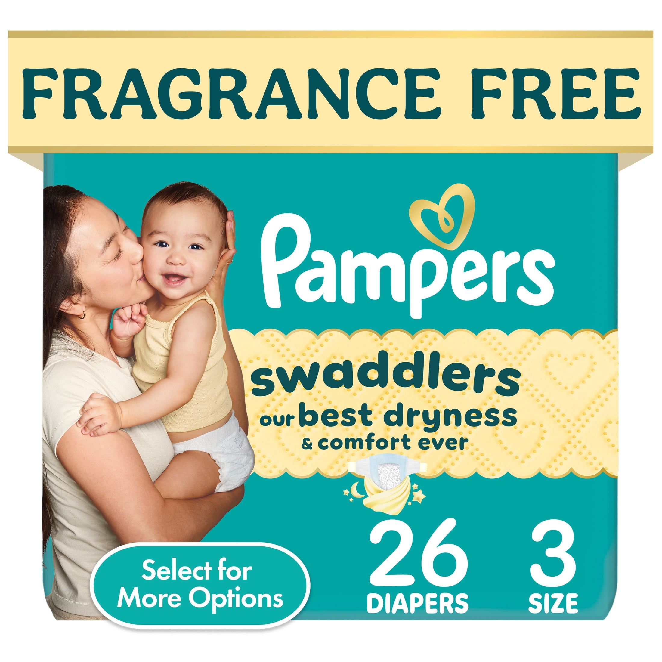 Pampers Swaddlers Fragrance Free Baby Diapers, Size 3, 26 Count (Select for More Options)
