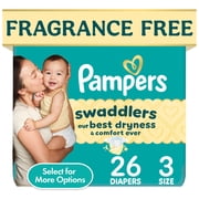Pampers Swaddlers Fragrance Free Baby Diapers, Size 3, 26 Count (Select for More Options)