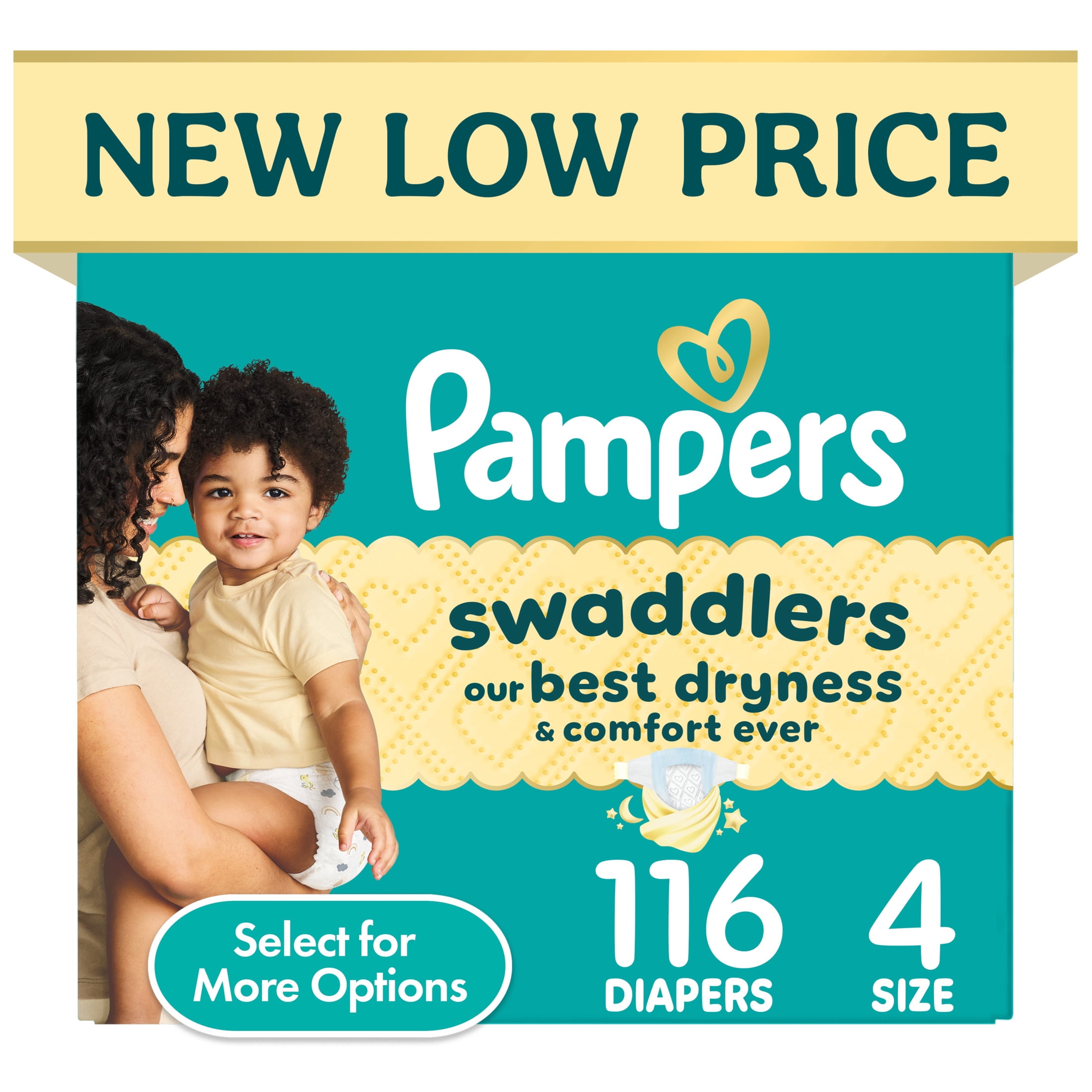 Pampers Swaddlers Fragrance Free Baby Diapers Size 4, 116 Count (Select for More Options)