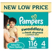 Pampers Swaddlers Fragrance Free Baby Diapers Size 4, 116 Count (Select for More Options)