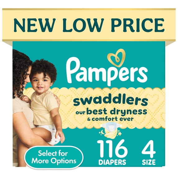 Pampers Swaddlers Fragrance Free Baby Diapers Size 4, 116 Count (Select for More Options)