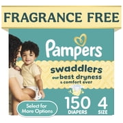 Pampers Swaddlers Fragrance Free Baby Diapers Size 4, 150 Count Select for More Options