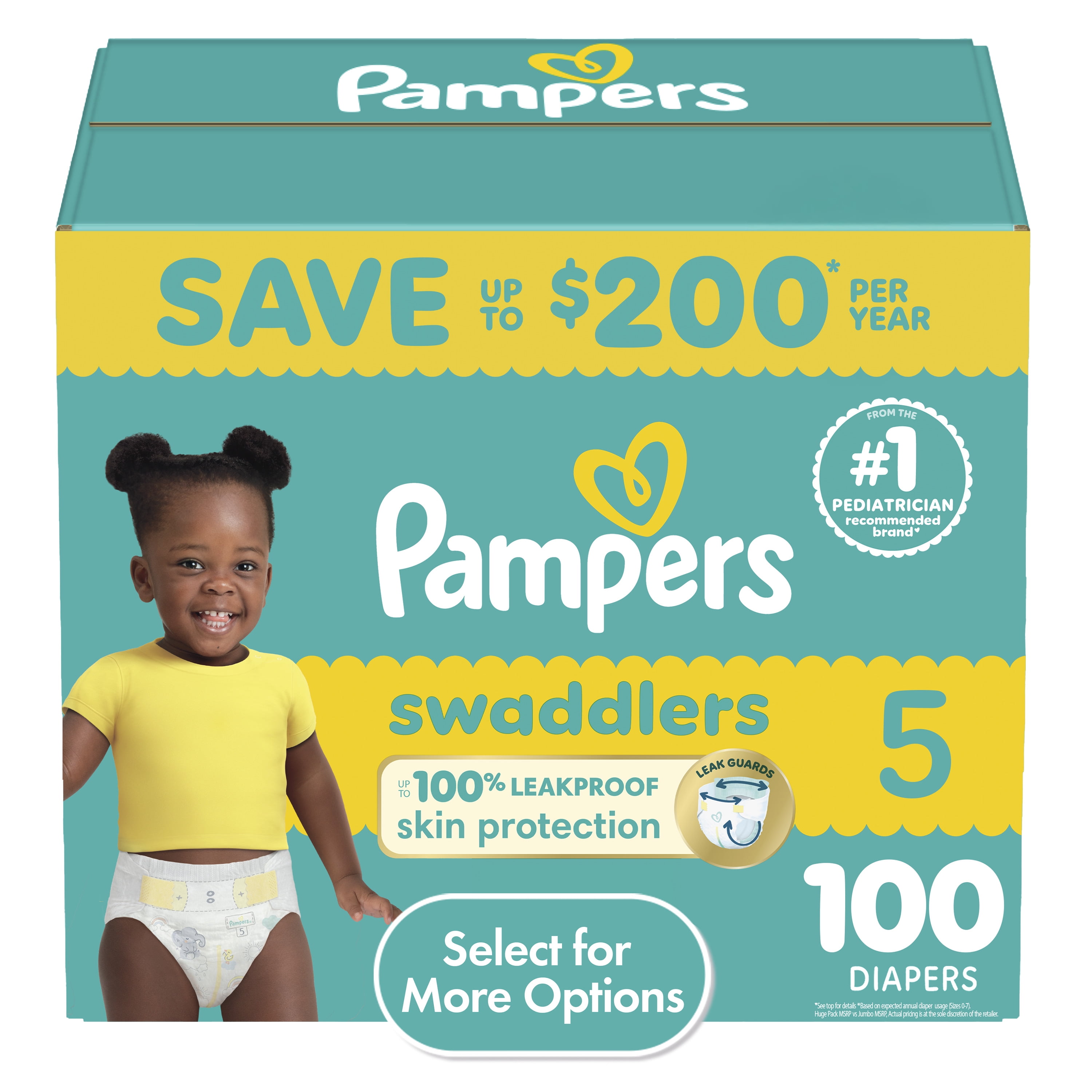 Pampers Swaddlers Baby Diapers Size 5, 100 Count (Select