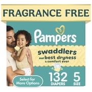 Pampers Swaddlers Fragrance Free Baby Diapers Size 5, 132 Count (Select for More Options)