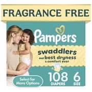 Pampers Swaddlers Fragrance Free Baby Diapers Size 6, 108 Count Select for More Options