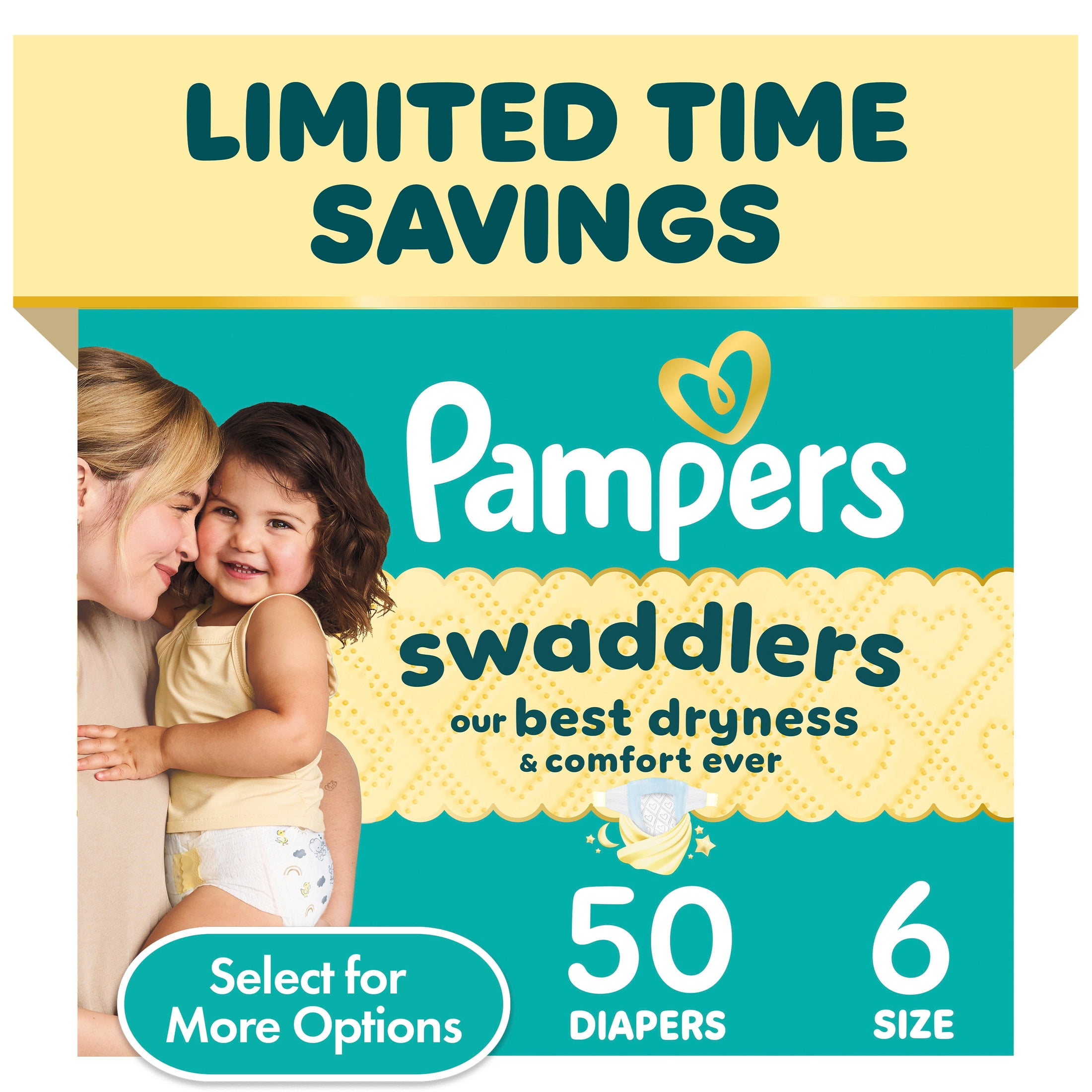Pampers Swaddlers Diapers, Size 6, 50 Count (Select for More Options)
