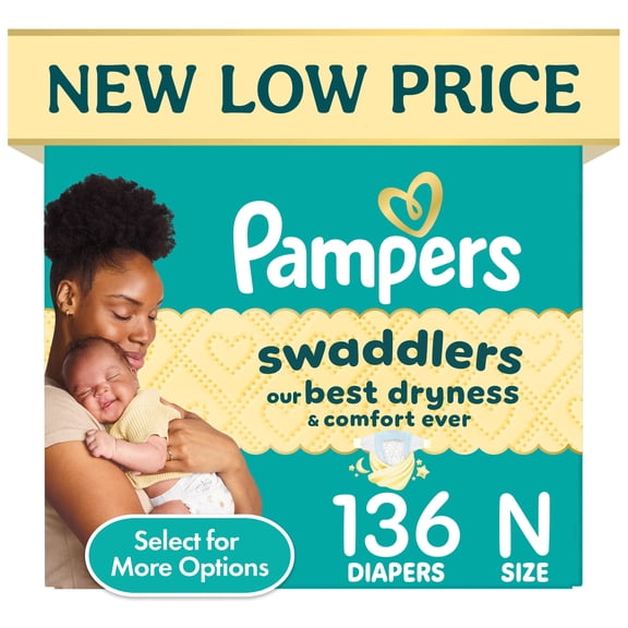 Pampers Swaddlers Diapers, Size 0, 136 Count