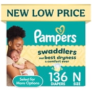 Pampers Swaddlers Diapers, Size 0, 136 Count