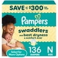 thumbnail image 1 of Pampers Swaddlers Baby Diapers Size Newborn, 136 Count (Select for More Options), 1 of 16