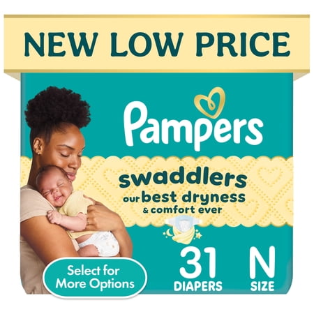 Pampers Swaddlers Diapers, Newborn, 31 Count (Select for More Options)