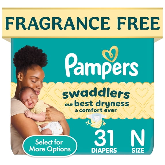 Pampers Swaddlers Fragrance Free Baby Diapers Size Newborn, 31 Count (Select for More Options)