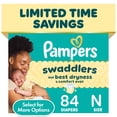 thumbnail image 1 of Pampers Swaddlers Baby Diapers Size Newborn, 84 Count (Select for More Options), 1 of 16