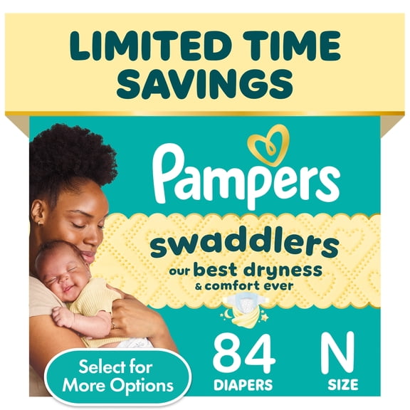 Pampers Swaddlers Baby Diapers Size Newborn, 84 Count (Select for More Options)