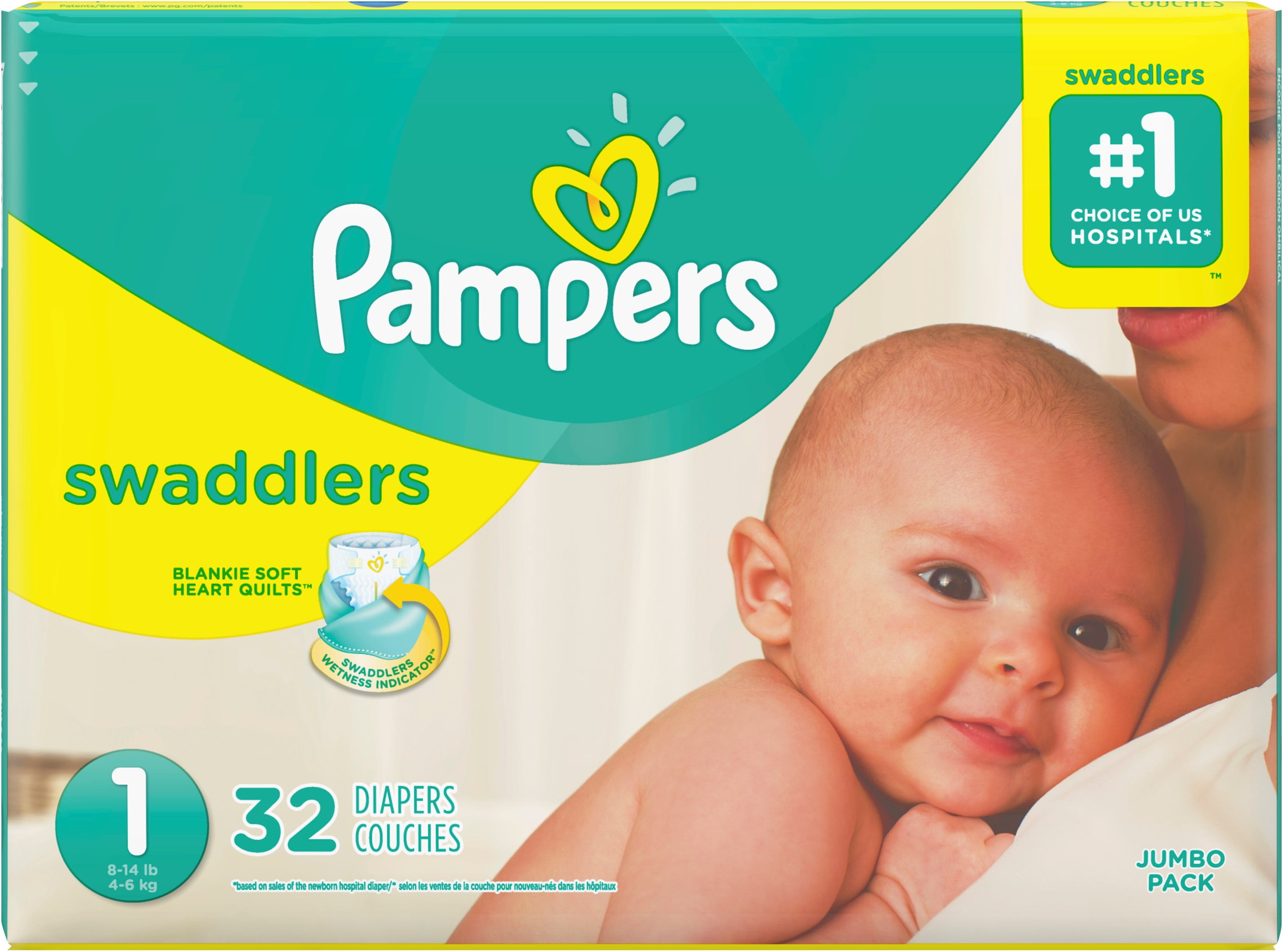 Pampers Swaddlers Diapers Sesame Beginnings, Size 1, 32 ea (Pack of 2)