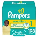 Pampers Swaddlers Size 1 Diapers, 198 Count with Blowout Barrier and