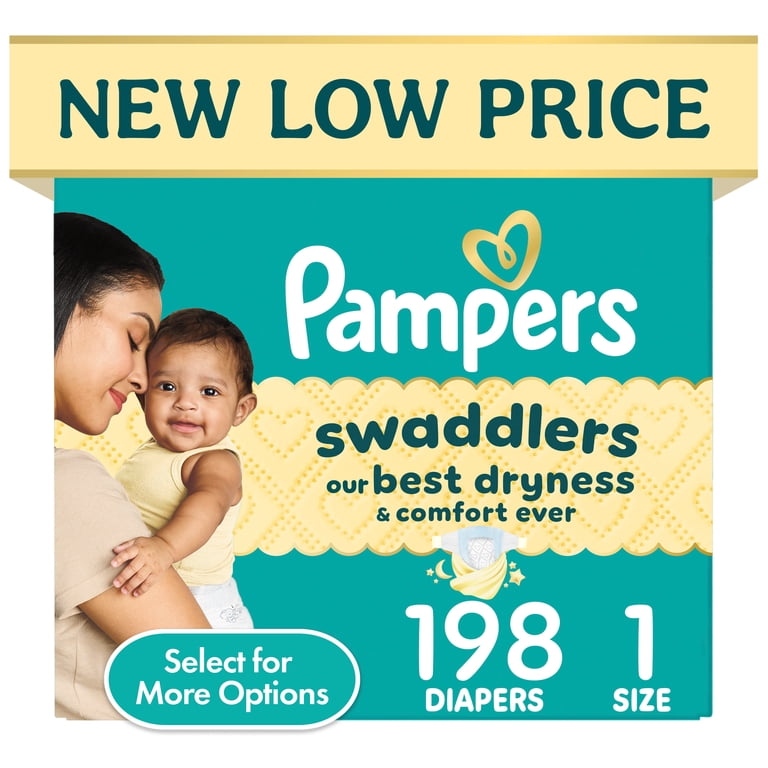 Pampers Swaddlers Baby Diapers Size 1, 198 Count with KeepDry