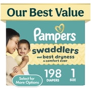 Pampers Swaddlers Fragrance Free Baby Diapers Size 1, 198 Count (Select for More Options)