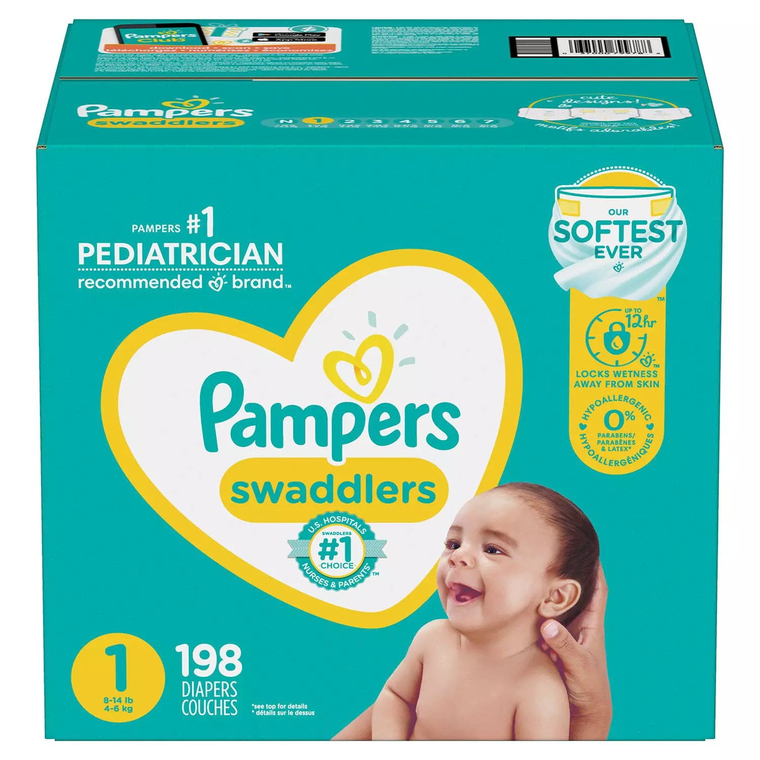 Pampers Swaddlers Diapers Size 1 198 ct