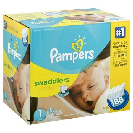 Pampers Swaddlers Diapers, Size 1 (8-14 lbs.), 186 ct.