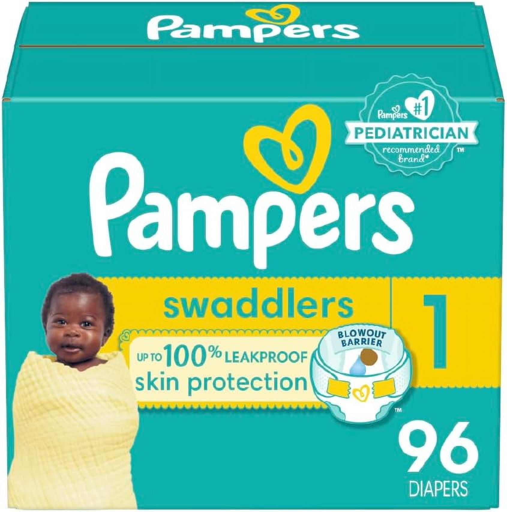 Pampers Swaddlers Diapers - Size 1, 96 Count, Ultra Soft Disposable Baby Diapers