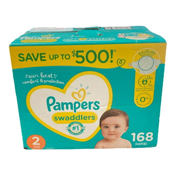 Pampers Swaddlers Diapers, Size 2, 168 Count Soft Comfort with