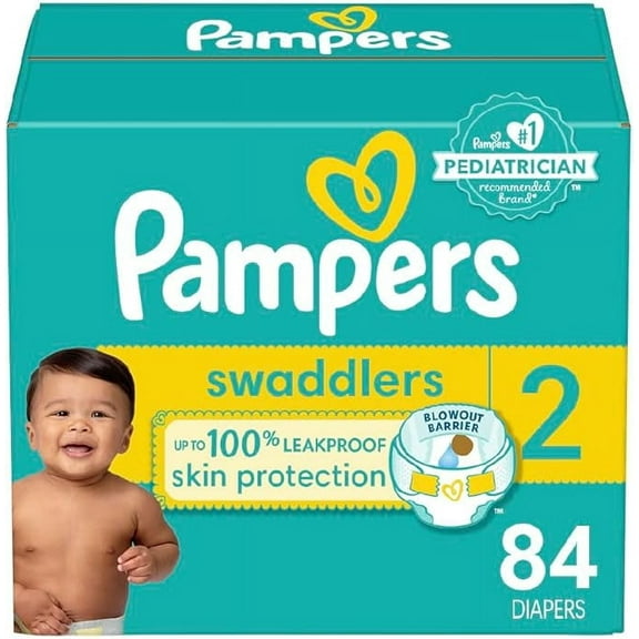 Pampers Swaddlers Diapers - Size 2, 84 Count, Ultra Soft Disposable Baby Diapers