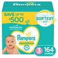 Pampers Swaddlers UltraSoft Absorbent Diapers, Size 3 (1628 lbs