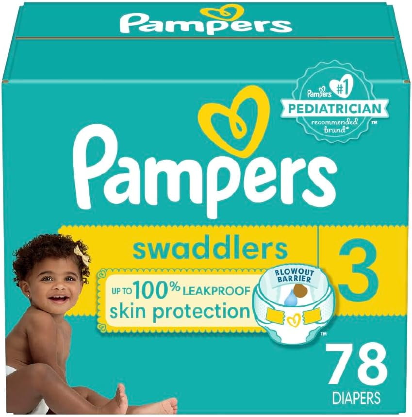 Pampers Swaddlers Diapers - Size 3, 78 Count, Ultra Soft Disposable Baby Diapers