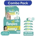 thumbnail image 1 of Pampers Swaddlers Diapers, Size 4, 150 Count and Pampers Sensitive Baby Wipes Unscented, 4 Pack, 336 Total Count, 1 of 4