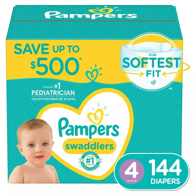 Pampers Swaddlers Diapers Size 4 (22-37 Pounds) 144 Count - Walmart.com