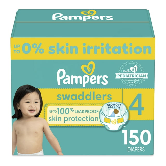 Pampers Swaddlers Diapers - Size 4, One Month Supply (150 Count), Ultra
