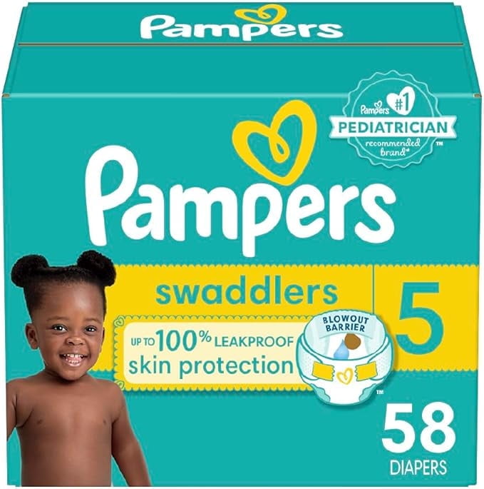 Pampers Swaddlers Diapers - Size 5, 58 Count, Ultra Soft Disposable Baby Diapers