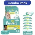 Pampers Swaddlers Diapers, Size 5, 58 Count and Pampers Sensitive Baby
