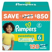 Pampers Swaddlers Diapers, Size 6 35+ Pounds, 120 Count