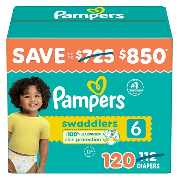 Pampers Swaddlers Diapers, Size 6 (35+ Pounds), 120 Count