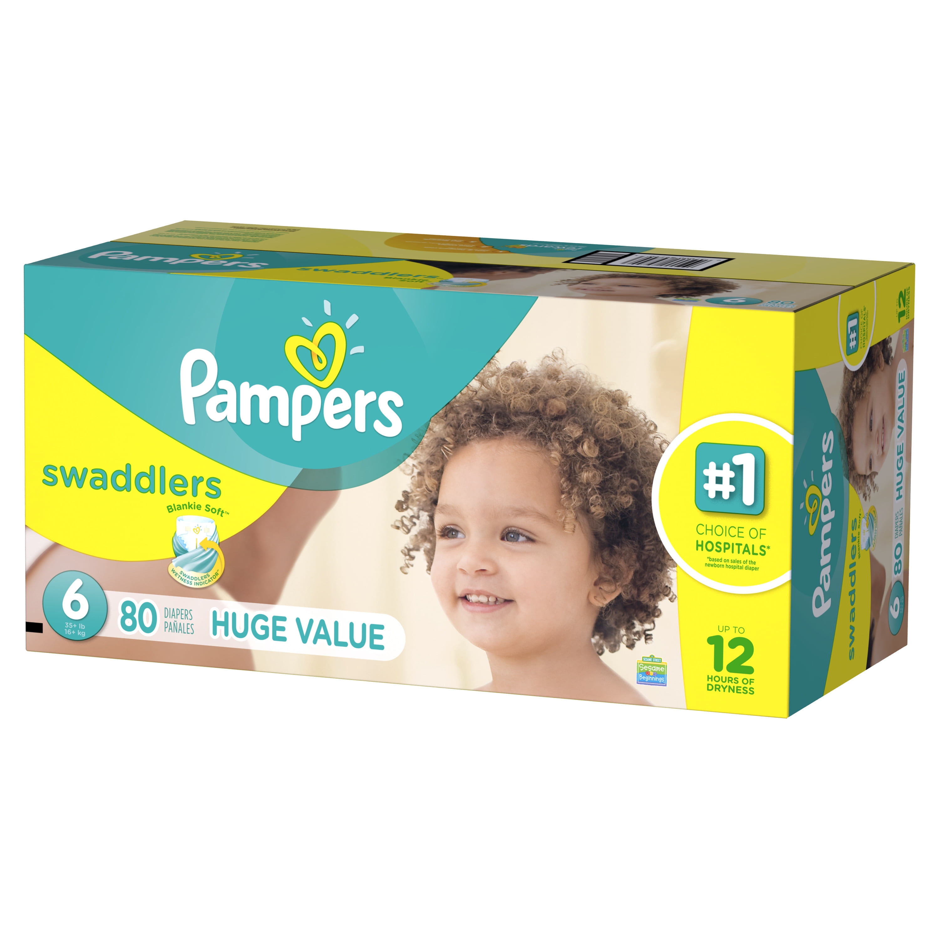 Pampers Swaddlers Diapers Size 6, 80 Count, Blankie Soft Comfort